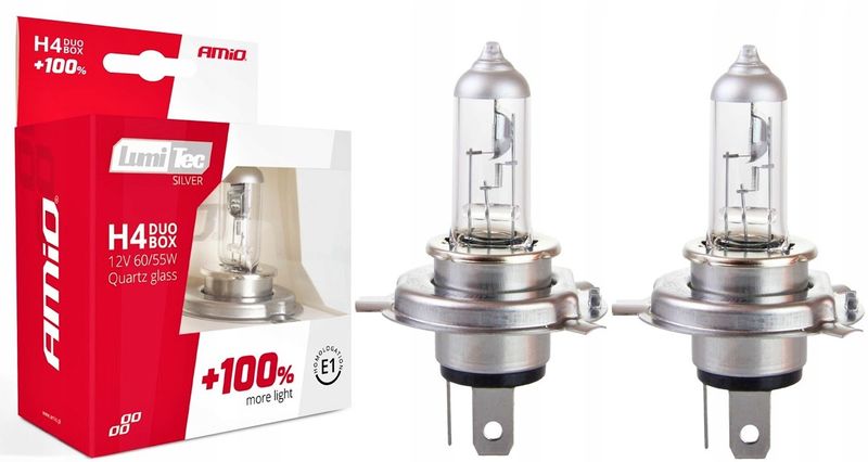 Żarówki halogenowe H4 12V 60/55W LumiTec SILVER +100% DUO - AMIO AMI01402