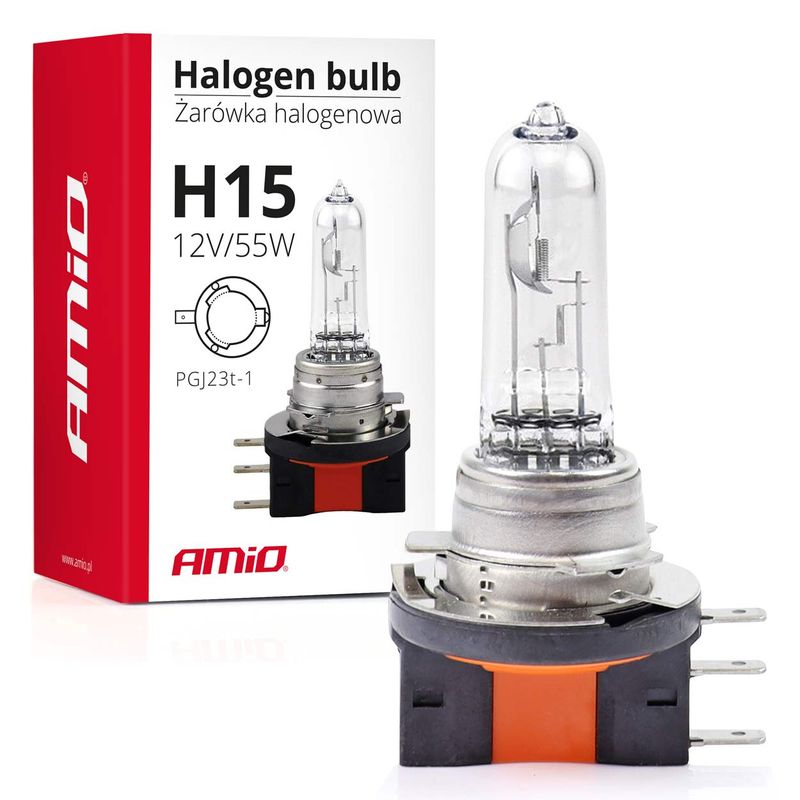 Żarówka halogenowa H15 12V 55W - AMIO AMI01490