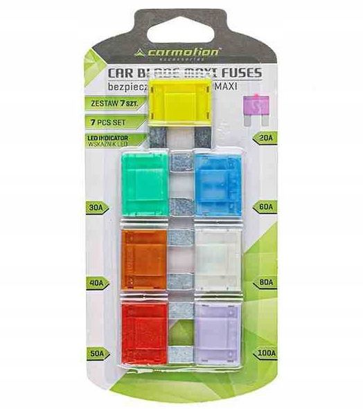 Zestaw bezpiecznikow plaski maxi led - CARMOTION CRM63603