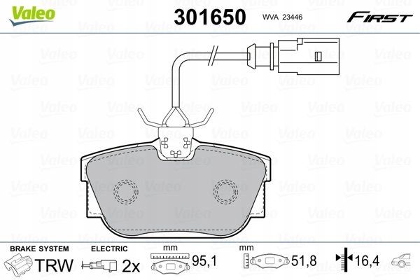 Klocki hamulcowe First - VALEO 301650