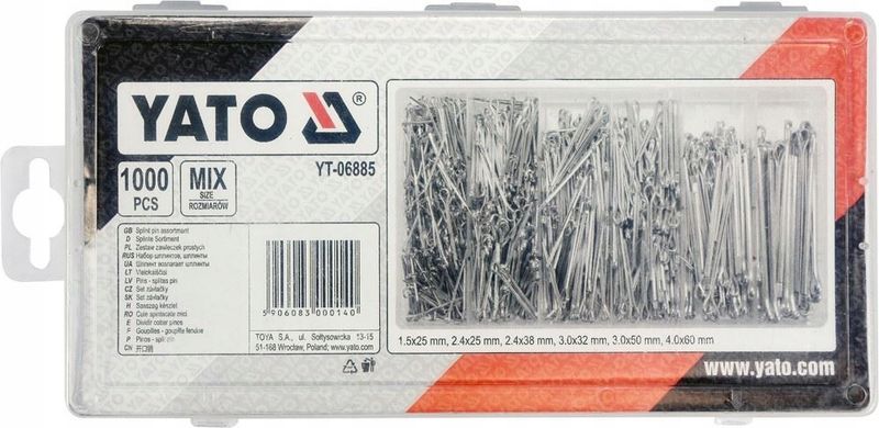 Zawleczki Proste 1000 szt. Mix - YATO YATYT-06885