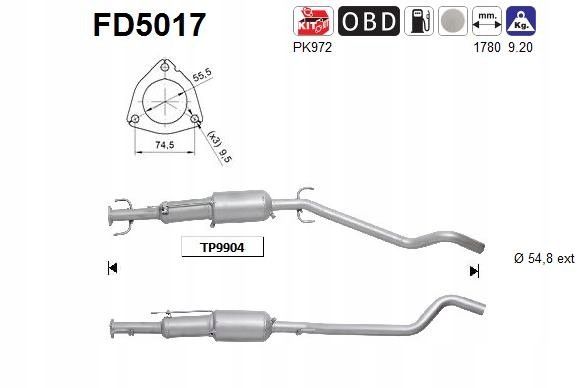 Filtr cząstek stałych dpf + kat. opel astra h 1,9cdti euro 4 FD5017