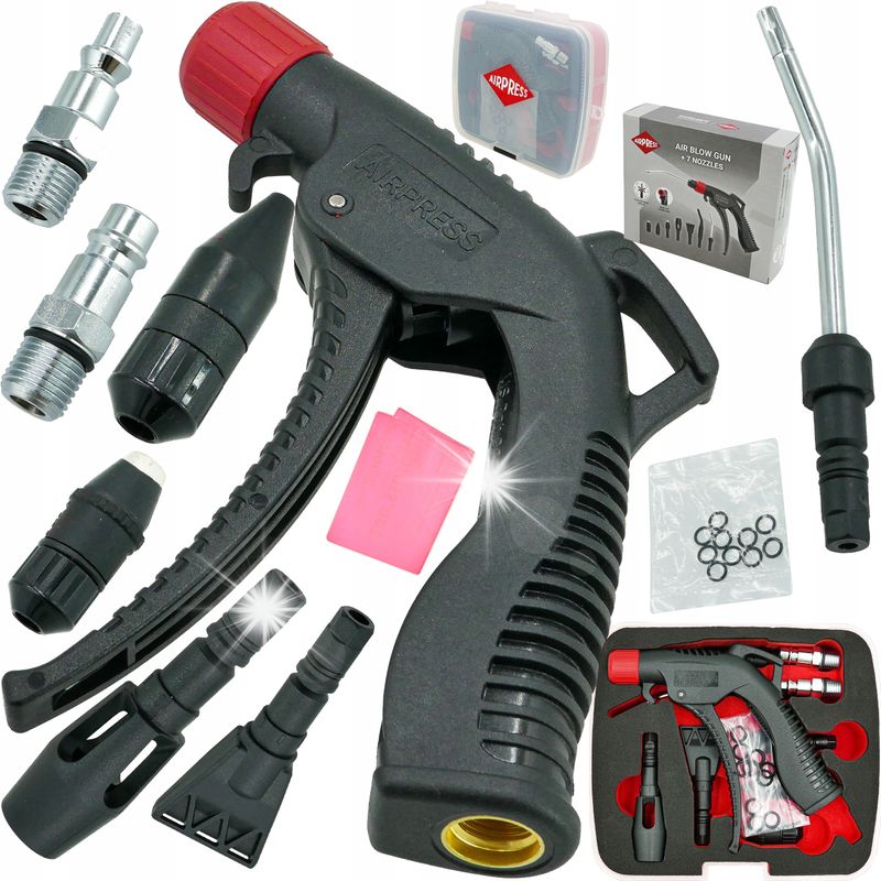 Pistolet do przedmuchu + 7 dysz wymiennych pro - AIRPRESS 45029