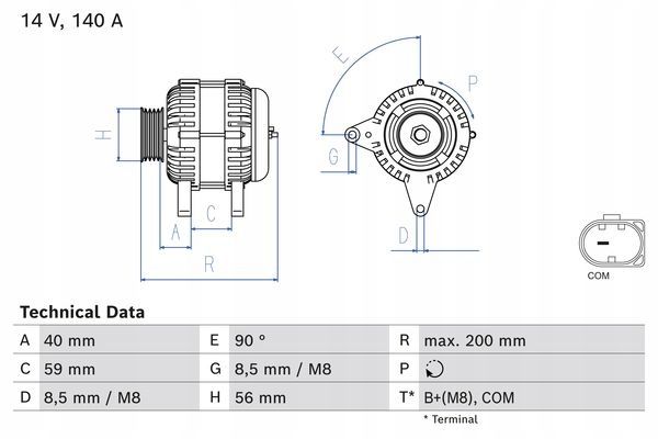 Alternator - BOSCH 0 986 085 040