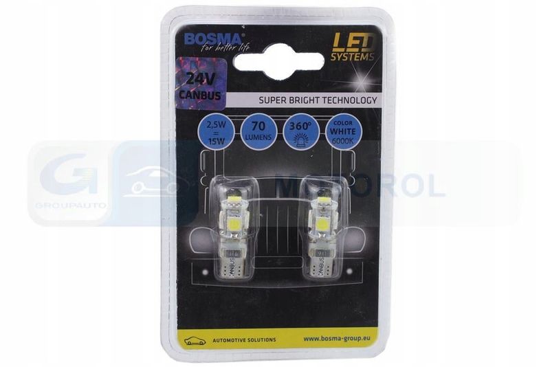Led 24v t10 5xsmd5050 biala - BOSMA LED4205