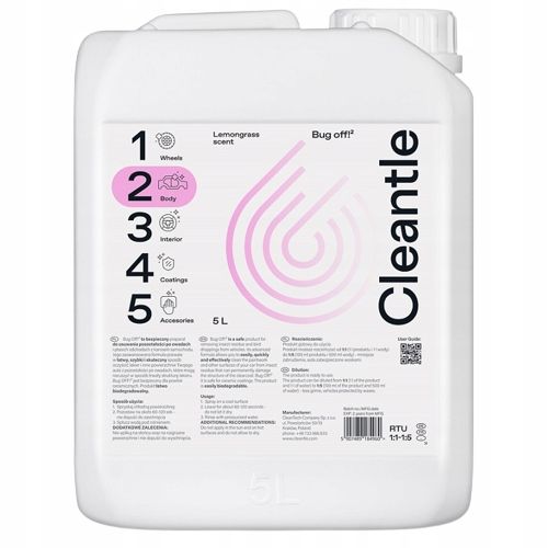 Cleantle bug off lemongrass scent 5l - CLEANTECH CLTCTL-BUG5L