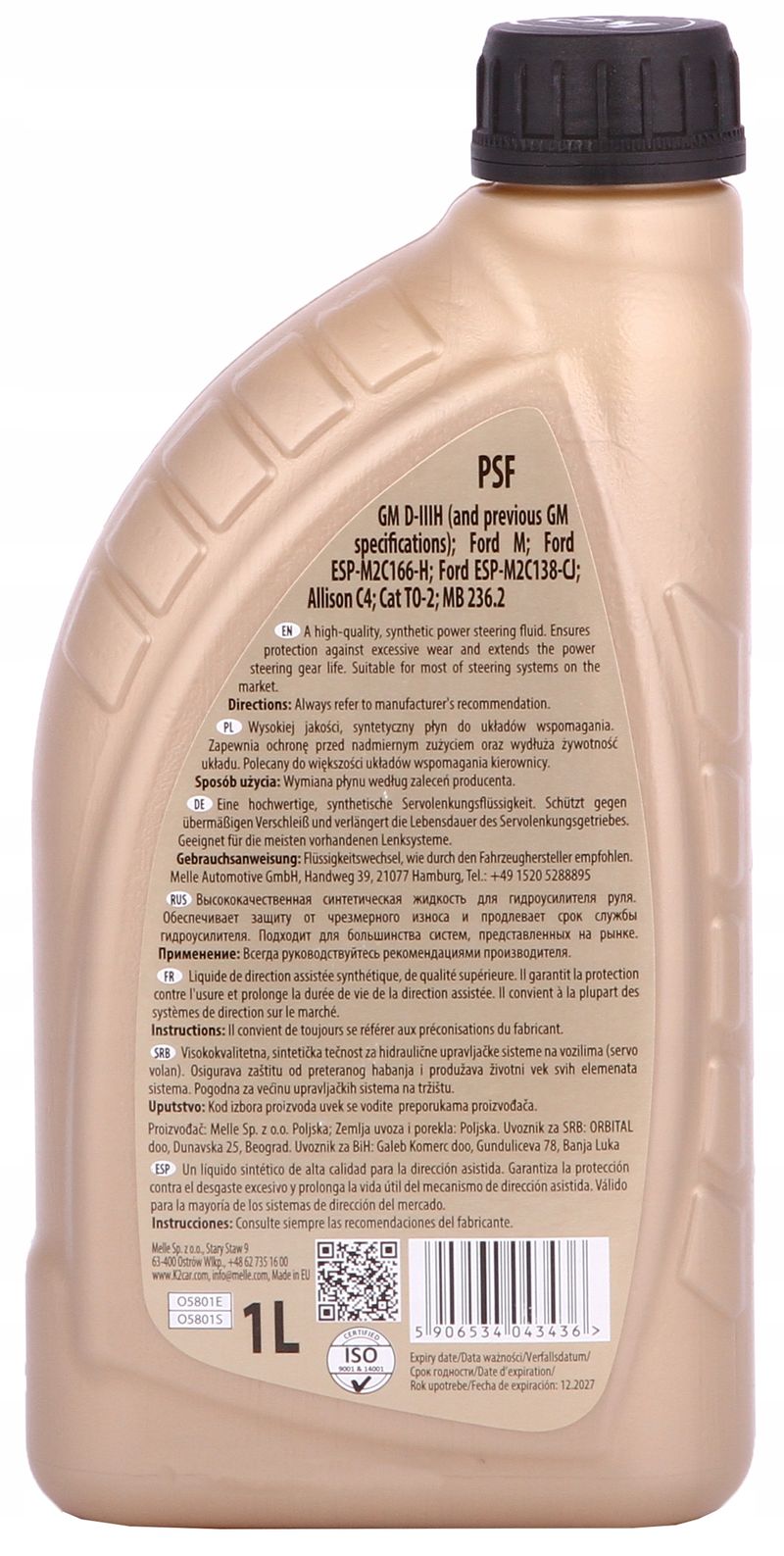 Olej k2 power steering fluid 1l 1l - K2 MELLE MELO5801S
