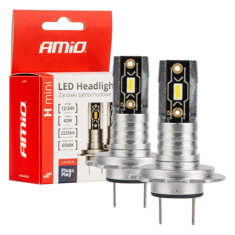 Żarówki samochodowe LED seria H-mini H7 H18 6500K Canbus - AMIO AMI03332