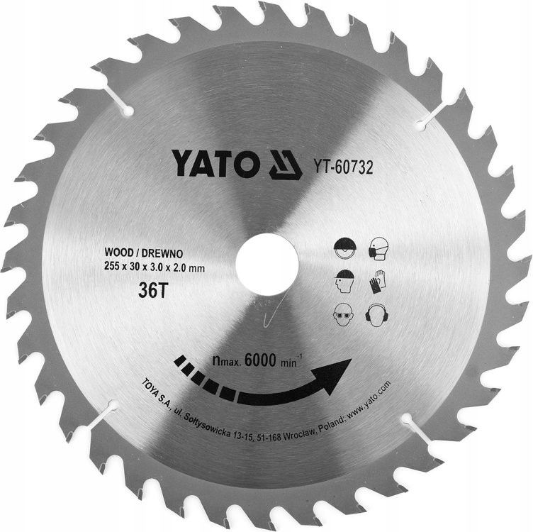 Tarcza TCT do Drewna 255x36TX30MM - YATO YATYT-60732