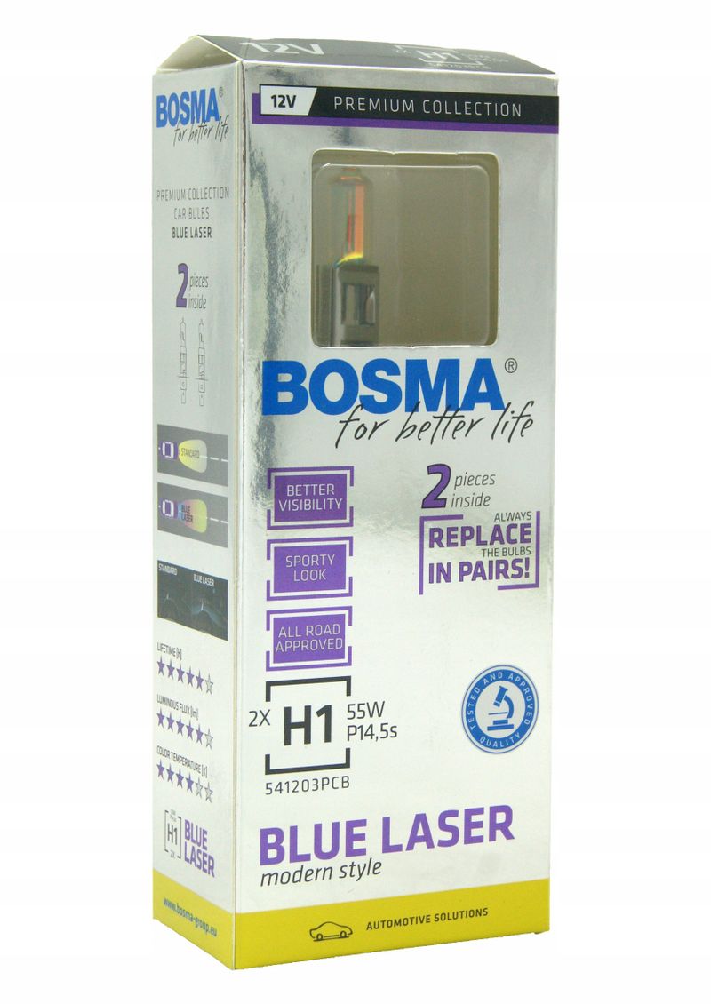 Blue laser 12v/55w p14,5s h1 twin box - BOSMA LED5633