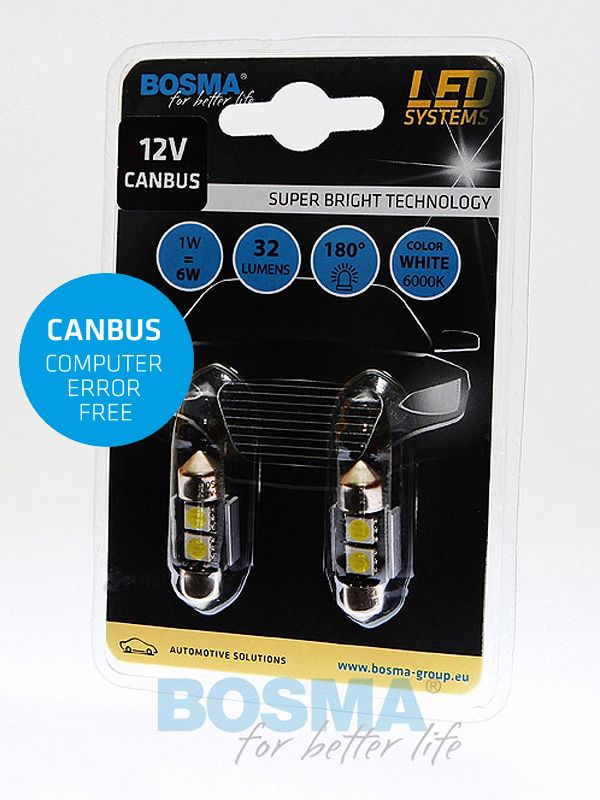 Led 12v sv8,5 12x31 2xsmd biala canbus - BOSMA LED3697