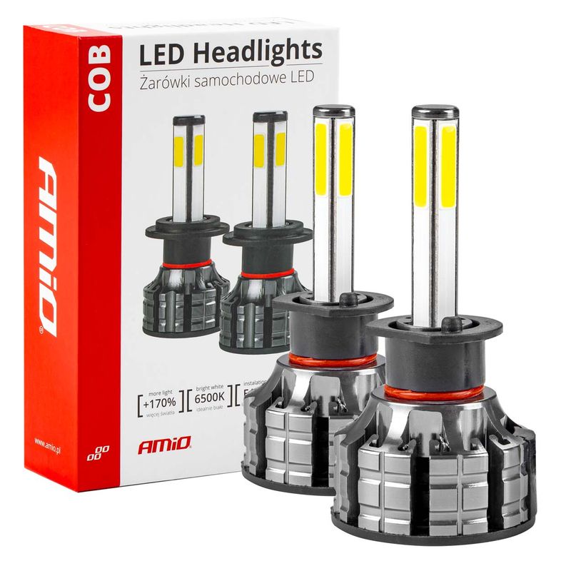 Żarówki samochodowe LED seria COB H1 6500K - AMIO AMI02842
