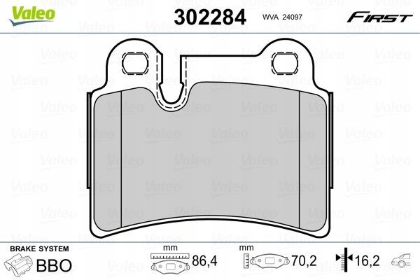 Klocki hamulcowe First - VALEO 302284
