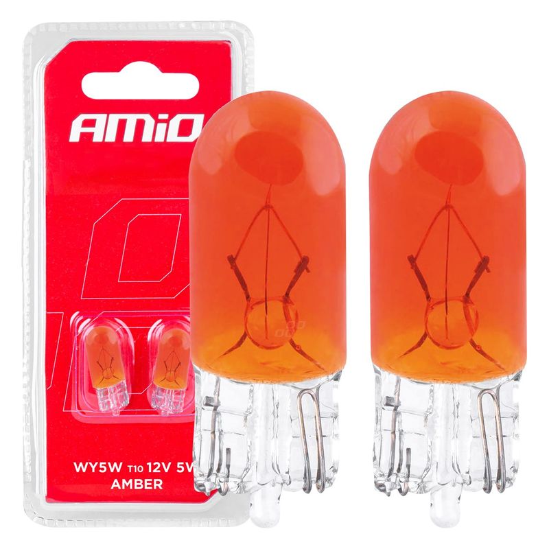 Żarówki halogenowe T10 W5W W2.1x9.5d 12V 2szt. blister - AMIO 03347