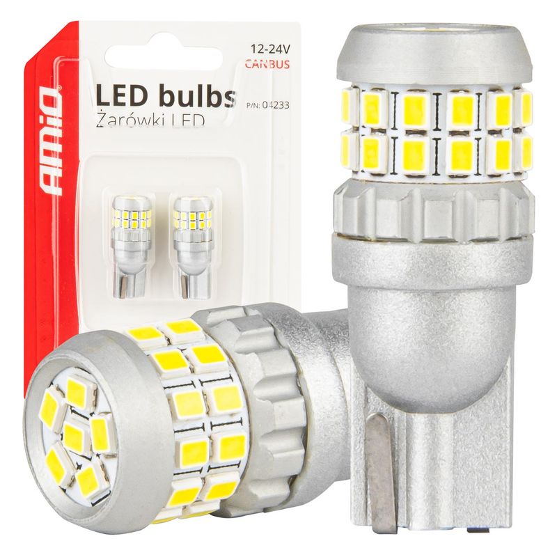 Żarówki LED CANBUS T10 W5W 30SMD 2016 White 12V 24V - AMIO AMI04233