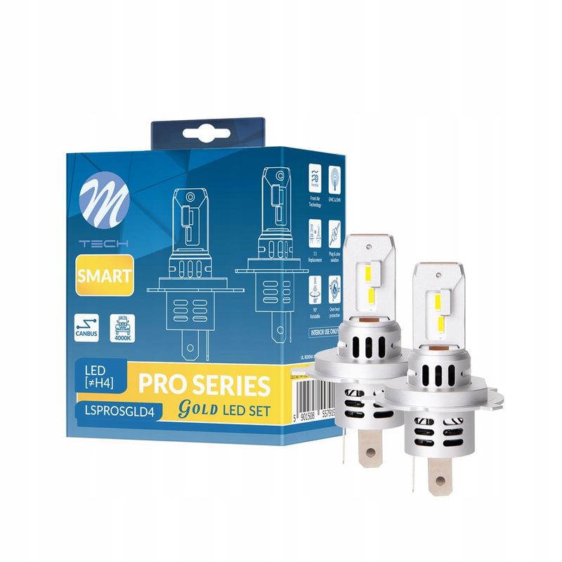 Zestaw led set h4 12v 4000k pro smart go - M-TECH LSPROSGLD4