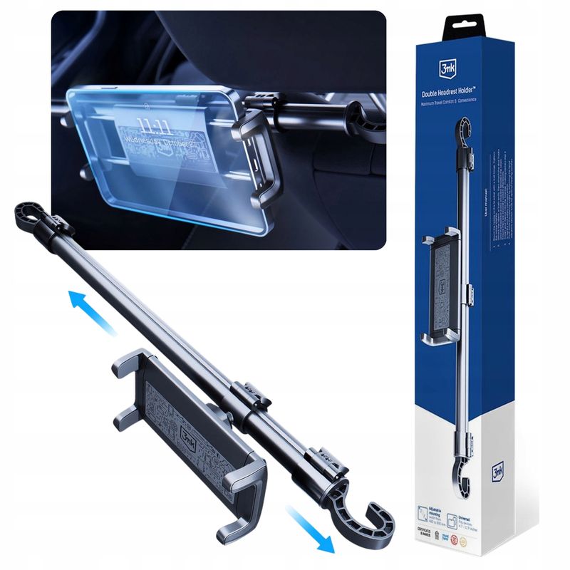 Uchwyt samochodowy do telefonu tabletu 3mk Double Headrest Holder - 3MK 3MKDOUBLEHEADRESTHOL