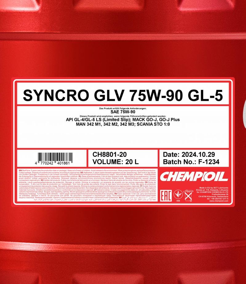 Oleje i smary - CHEMPIOIL CH S. GLV 75W90 LS 20L PL