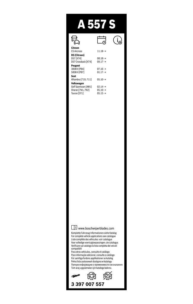 Pióro wycieraczki Aerotwin, komplet - BOSCH 3 397 007 557