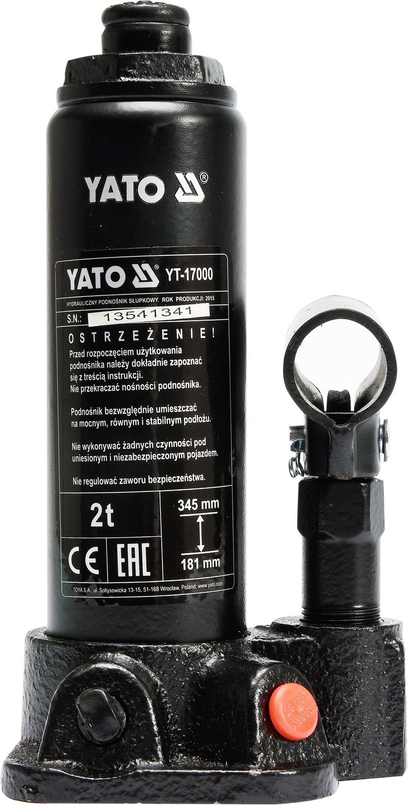 Podnośnik hydrauliczny słupkowy 2T - YATO YATYT-17000